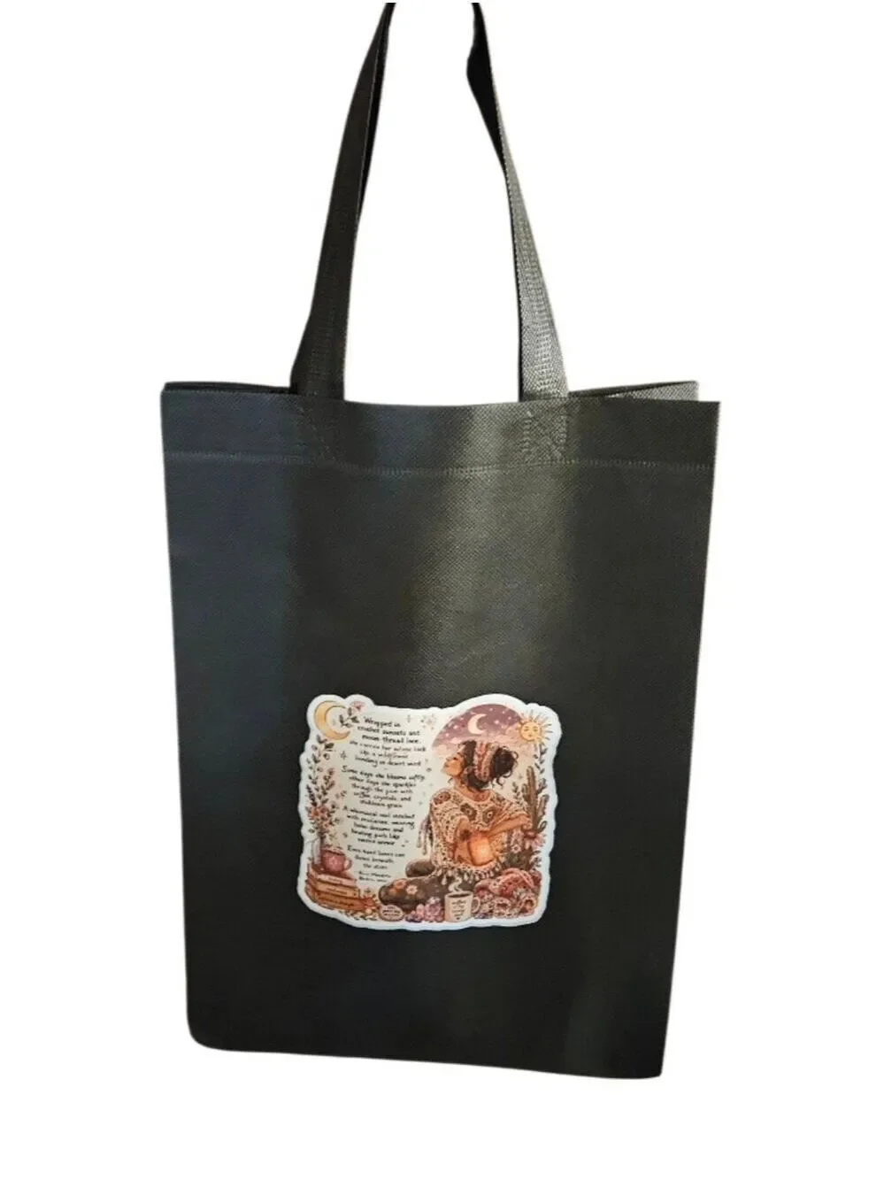 Handmade Boho Poetry Reusable Tote Bag And Sticker Set Chronic Illness Gift NWPP